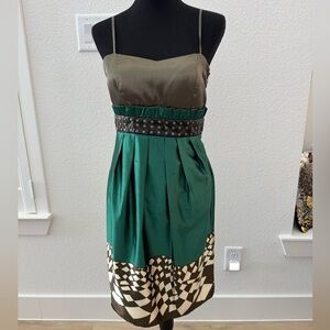 Elegant Green and Brown Women's Dress